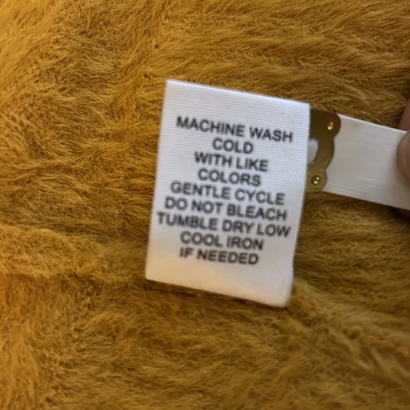 89th Madison Long Open Front Cardigan Sweater w front pockets Size L. Mustard - Picture 11 of 11